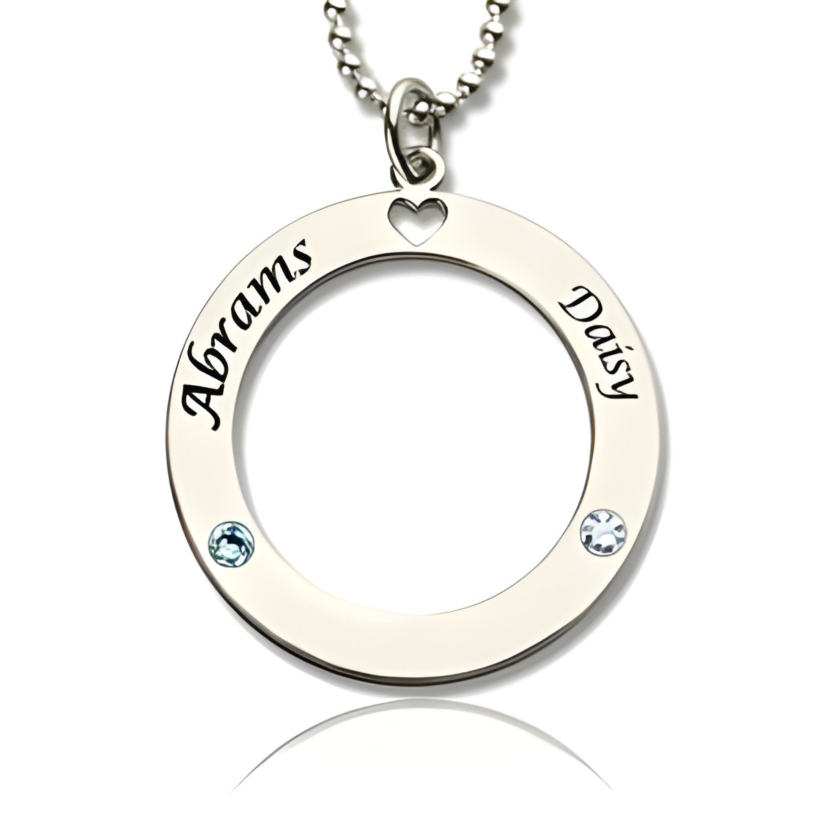 Engraved circle of love necklace with birthstones