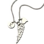 Embrace Protection and Love – Angel Wing Necklace with Heart & Initial Charm – For Her Cherished Moments - Image 2