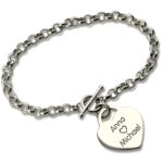 Personalized heart toggle bracelet for special moments