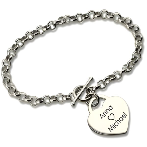 Personalized heart toggle bracelet for special moments