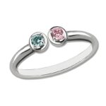 Embrace Your Story – Delicate Dual Birthstone Cuff Ring – A Cherished Symbol for Loved Ones - Image 2