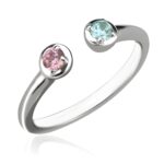 Dual birthstone cuff ring symbolizing love and connection