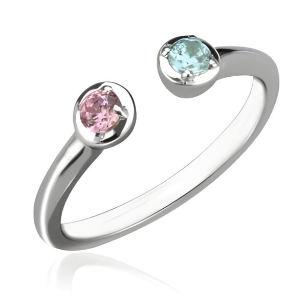 Dual birthstone cuff ring symbolizing love and connection