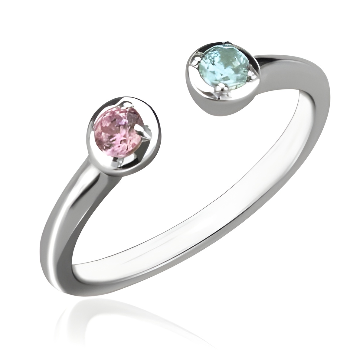 Dual birthstone cuff ring symbolizing love and connection