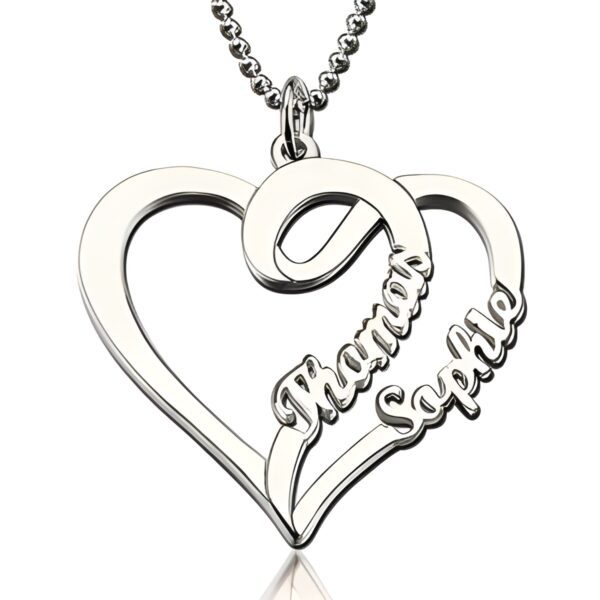 Personalized name necklace for couples in silver