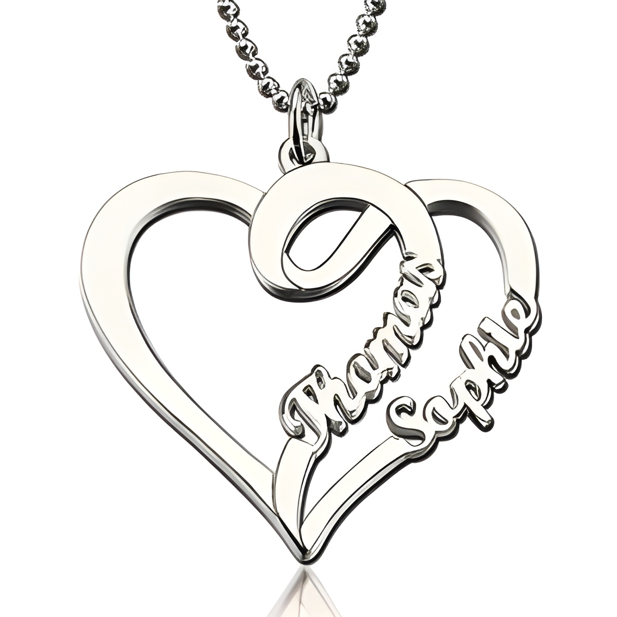 Personalized name necklace for couples in silver