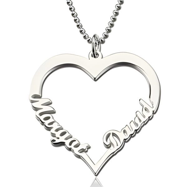 double name heart necklace for your beloved