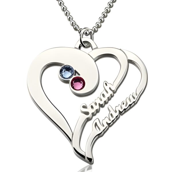Two hearts birthstone necklace symbolizing love