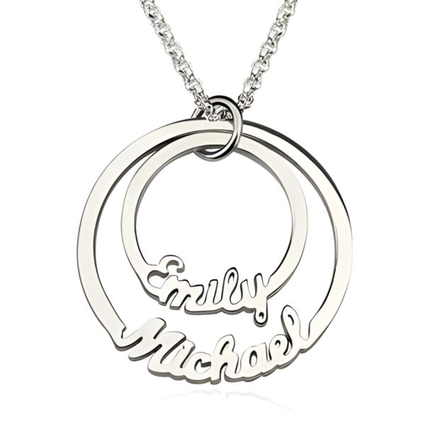 two disc name necklace symbolizing eternal love