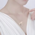 Two Hearts, One Story – Engraved Couple Necklace with Birthstones – A Timeless Embrace for Soulmates - Image 3