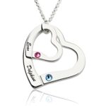 Engraved Sterling Silver Birthstone Necklace for loved ones