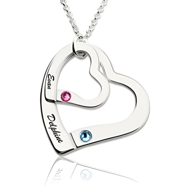 Engraved Sterling Silver Birthstone Necklace for loved ones