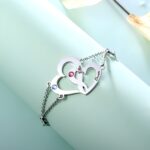 Carry Our Love Close – Engraved Interlocking Heart Bracelet with Birthstones – A Cherished Token for Her - Image 2