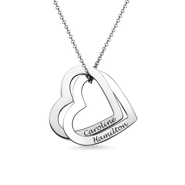 Interlocking silver name necklace symbolizing endless love