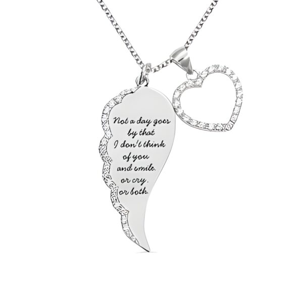 Angel wing heart necklace symbolizing guardian love