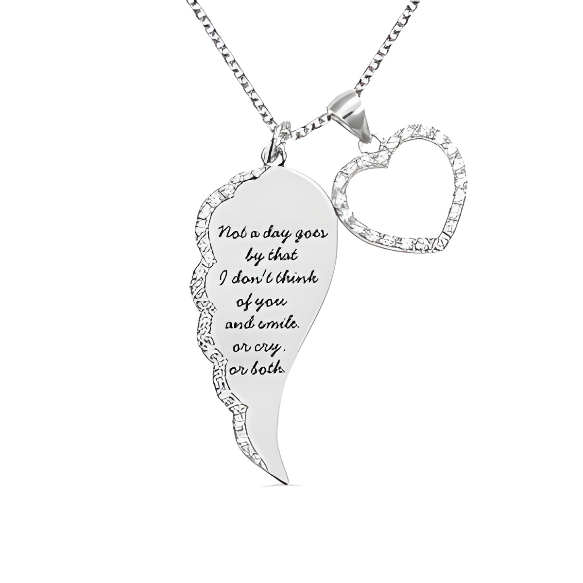 Angel wing heart necklace symbolizing guardian love