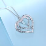 Hold Loved Ones Close – Sterling Silver Heart Necklace with Four Names & Birthstones – A Timeless Embrace for Her - Image 4