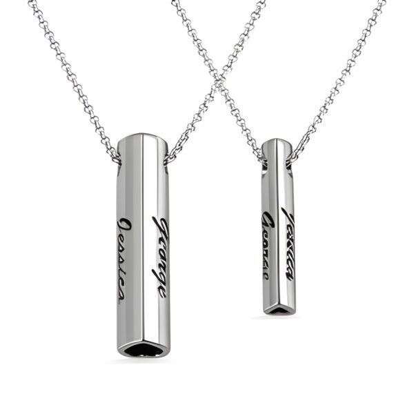 Engraved double bar necklace for her