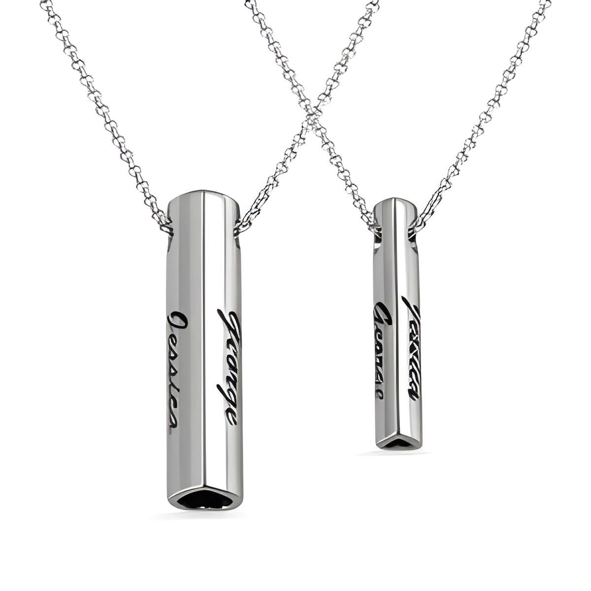 Engraved double bar necklace for her