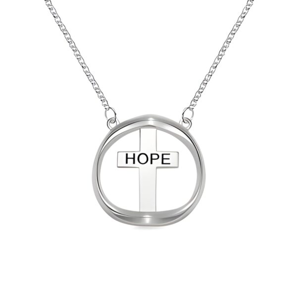 Engraved heart and cross necklace symbolizing faith