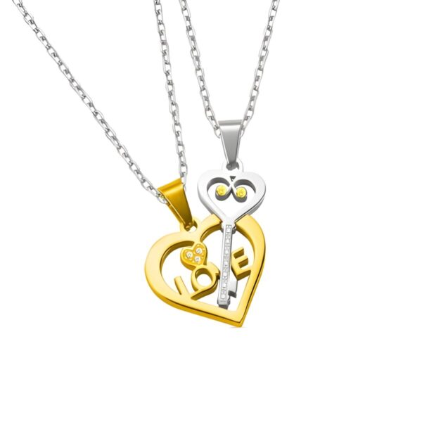 Heart and key couple necklaces for your love story