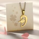 Unlock Your Love Story – Heart & Clover Lock Necklace – For Cherished Couples - Image 3