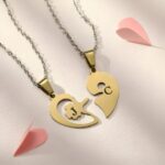 Unlock Your Love Story – Heart & Clover Lock Necklace – For Cherished Couples - Image 4