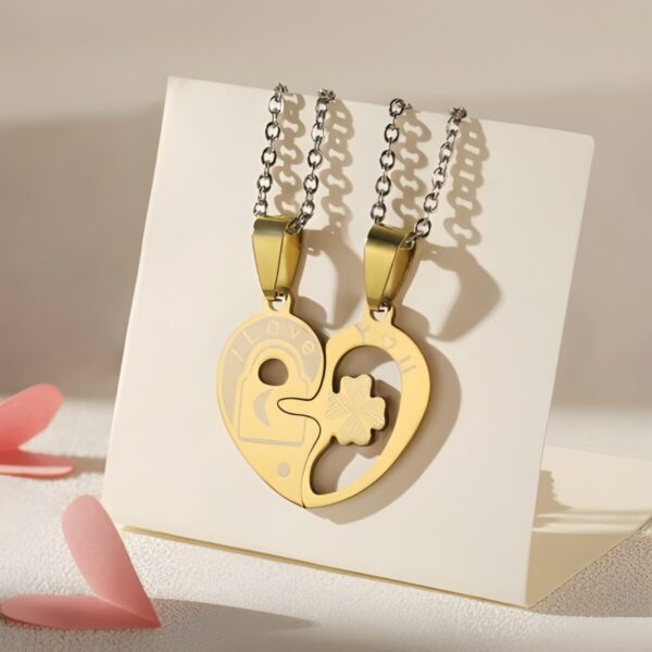 Personalized heart lock necklace for couples