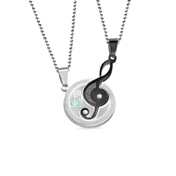 couple's music note necklaces celebrating love