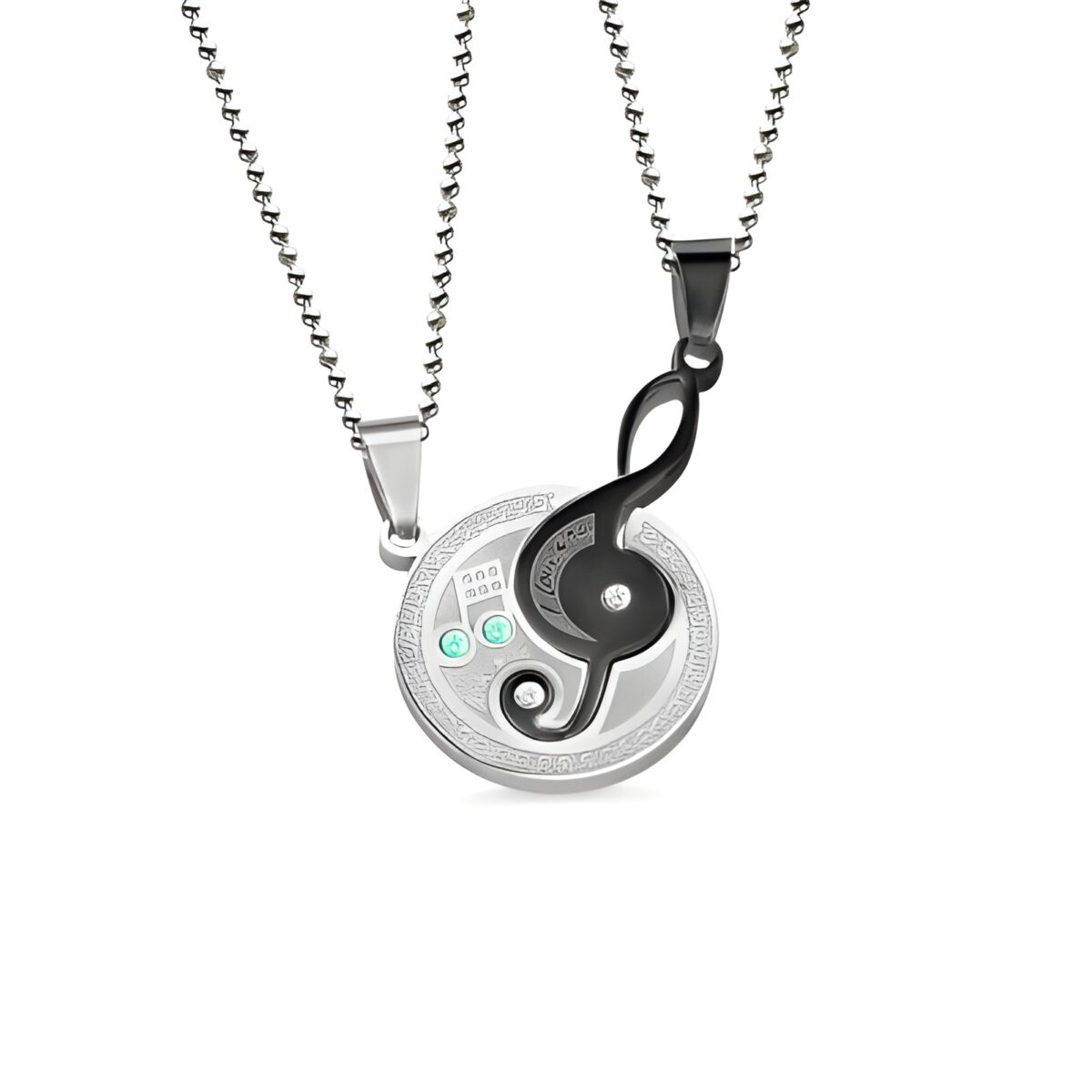 couple's music note necklaces celebrating love
