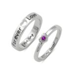 Heart birthstone couple rings for soulmates sharing forever
