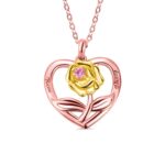 Embrace Eternal Love – Rose Heart Necklace with Birthstone – A Cherished Keepsake for Her - Image 3