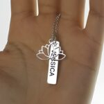 Embrace Growth and Light – Lotus Flower Necklace with Engraved Name Bar – For Your Journey of Empowerment - Image 3