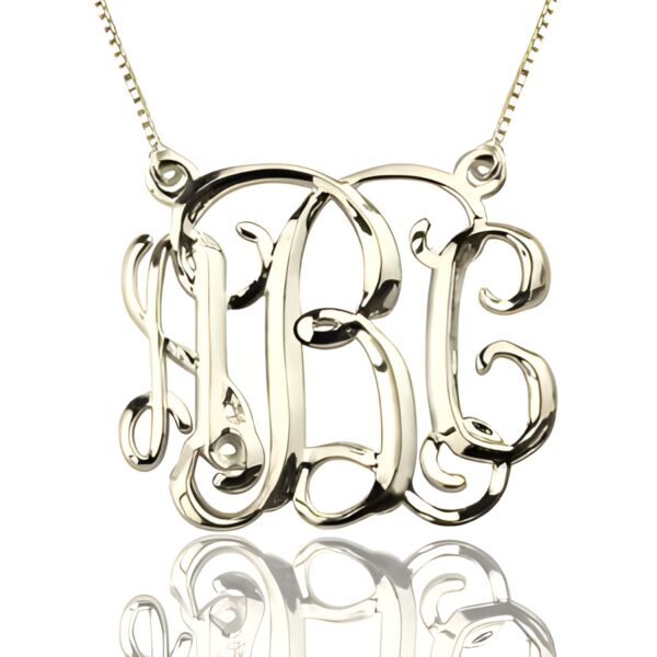 Monogram cube necklace for her in sterling silver