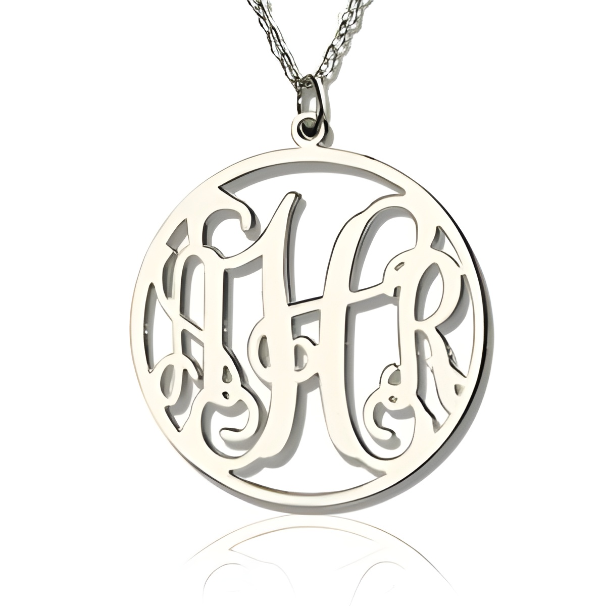 Personalized monogram necklace gift in sterling silver