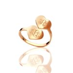 Embrace Your Love Story – Engraved Double Heart Monogram Ring – A Cherished Token for Couples - Image 2