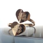 Embrace Your Love Story – Engraved Double Heart Monogram Ring – A Cherished Token for Couples - Image 3