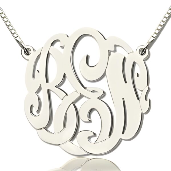 Hand-painted sterling silver monogram necklace gift