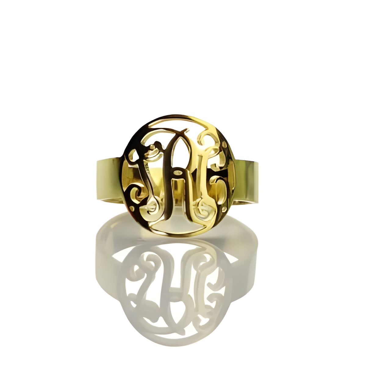 Personalized circle initial monogram ring for your unique story