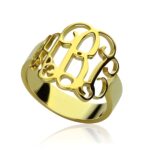Personalized monogram initials ring in radiant gold