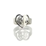 Carry Loved Ones Close – Handcrafted Sterling Silver Heart Ring with Three Monogram Initials – A Timeless Treasure for Her - Image 2