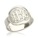Personalized sterling silver monogram ring for him