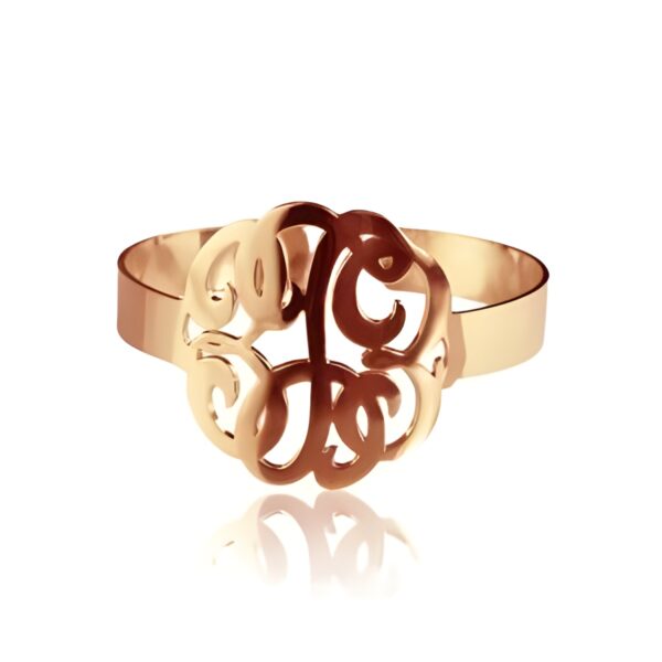 Hand-drawn monogram bracelet in rose gold