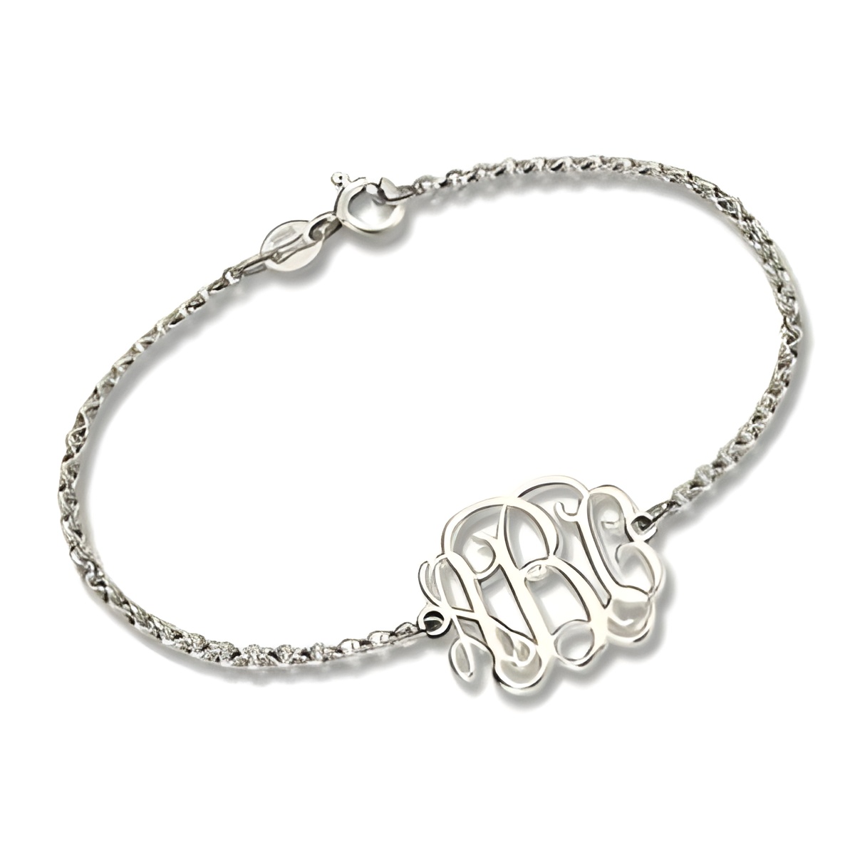 Personalized monogram bracelet showcasing initials
