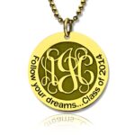 Monogram disc necklace for dreamers in 18K gold plating