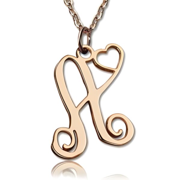 monogram heart necklace rose gold – Monogram heart necklace in rose gold