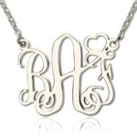 initial monogram necklace with heart design