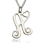 Monogram heart necklace for her, a cherished keepsake