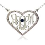 Heart-shaped birthstone monogram necklace for personalized gifts