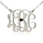 Personalized monogram necklace with birthstone gift